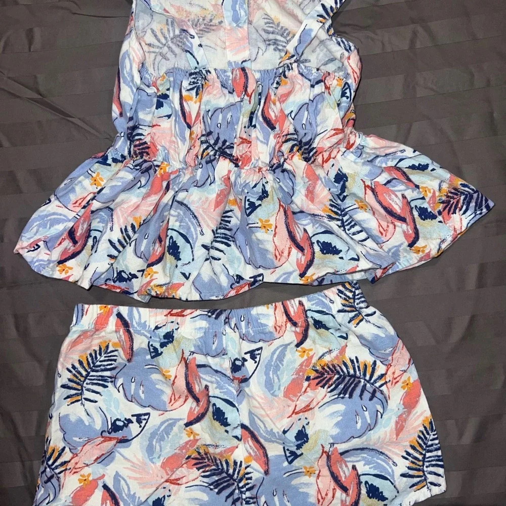 Vince Camuto Girls Light Blue Tropical Print Matching Set